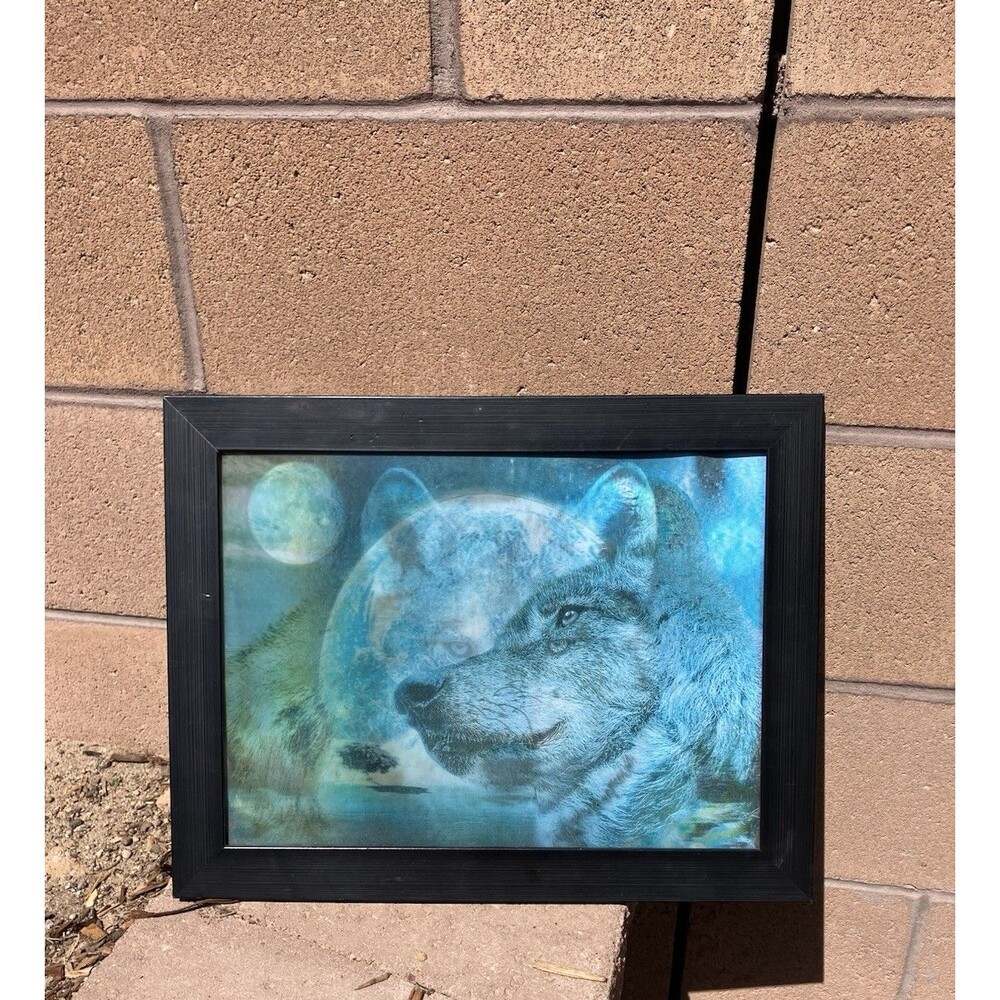 3D Lenticular Wolves Print Picture Framed 18”x14”